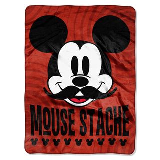 Northwest Company Mickey Mouse stache Royal Plush Raschel Throw Blanket Black Size Twin