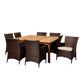 ia Wendy 9 piece Wood/ Wicker Outdoor Dining Set Brown Size 9 Piece Sets