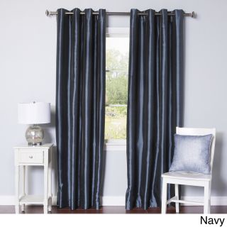 Best Home Fashion Grommet top Blackout Faux Silk Curtain Panel Pair Blue Size 52 x 84