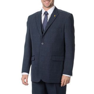 Falcone Mens Navy Blue Vested 3 piece Suit
