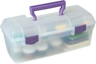 Artbin Essentials Lift Out Box W/handle   13 X6 X5.625 Translucent W/purple