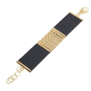 Bellezza Bronze Panther Link Leather Strap Bracelet