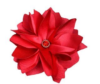 NEW Gorgeous Red Rose Satin Flower Clip/brooch with Rhinestone  Hair Clips  Beauty