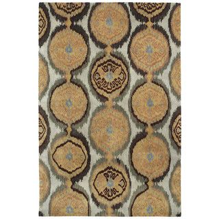 Swanky Beige Ikat Damask Wool Rug (4 X 6)