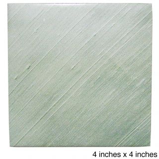 Modern Ceramic Wall Tile Green Textile Pattern (pack Of 20)