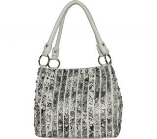 Blingalicious Rhine Stone Stripe Handbag Q822   White