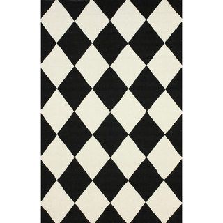 Nuloom Hand hooked Checkered Diamond Black Rug (76 X 96)