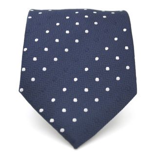 Ferrecci Slim Navy Blue Polka Dot Classic Necktie With Matching Handkerchief   Tie Set