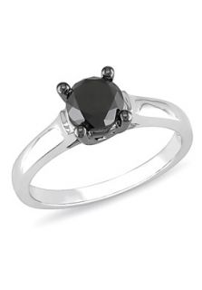 Amour U7500585150 5  Jewelry,Womens 10K White Gold Black Diamond Solitaire Ring, Fine Jewelry Amour Rings Jewelry