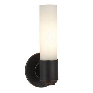Alico Industries BV825 5 45 Single Cylinder Collection 1 Light Wall Sconce, Oil Rubbed Bronze Finish with White Frosted Glass   Nickel Sconce  