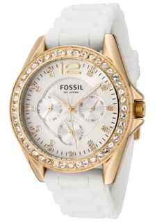 Fossil ES2348  Watches,Womens Riley White Swarovski Crystal White Silicon, Casual Fossil Quartz Watches