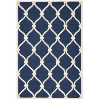 Safavieh Handmade Moroccan Cambridge Navy/ Ivory Wool Rug With High/ Low Construction (8 X 10)