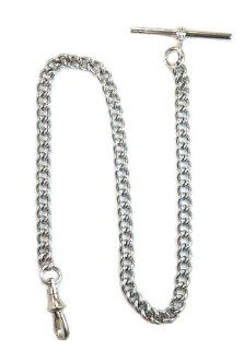 Dueber Chrome Plated Stainless Steel Pocket Watch Chain with T Bar Watches
