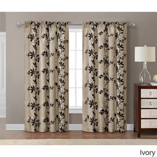 Victoria Classics Barclay Flocked With Metallic 84 Inch Grommet Curtain Panel Ivory Size 55 x 84