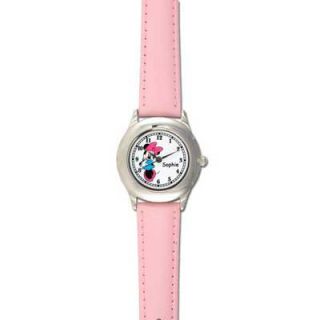 Minnie Mouse Watch with Pink Leather Strap (8 Characters)   Zales