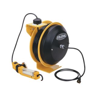 Coxreels EZ-Coil Safety Series Power Cord Reel with Fluorescent Angle Light — 50 Ft., Model# EZ-PC13-5016-D  Cord Reels
