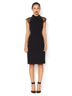 Crepe Sheath Dress with Lace Trim by Badgley Mischka