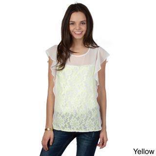 Hailey Jeans Co Hailey Jeans Co. Juniors Lightweight Lace Detail Top Yellow Size S (1  3)