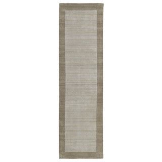 Borders Hand tufted Ivory Wool Rug (26 X 89)