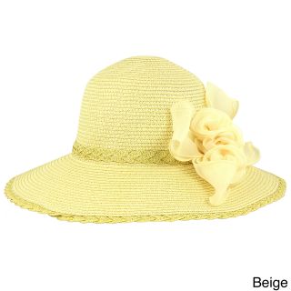 Faddism Faddism Stylish Women Summer Straw Hat With Removable Floral Ornament Beige Size One Size Fits Most