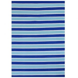 Two tone Blue Stripe Reversible Outdoor Patio Rug (2 X 3)