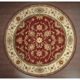 Hand knotted Ziegler Rust Beige Vegetable Dyes Wool Rug (8 Round)