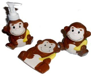 Monkey Bathroom Accessories   Lotion Soap Dispenser, Soap Dish & Toothbrush Holder   Bathroom Accessory Sets