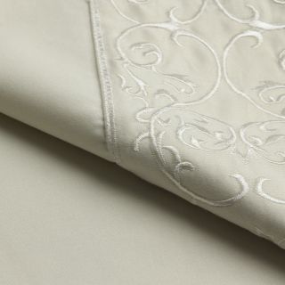 Mytex Llc Embroidered Cotton 400 Thread Count Sateen Sheet Set Off White Size Twin