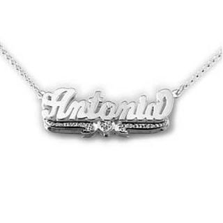 Sterling Silver 3 D Name Pendant with Diamond Accents (12 Letters