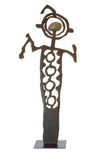 WM Lofgren Oscar Cast Iron Petroglyph Sculpture with Steel Base  Outdoor Statues  Patio, Lawn & Garden