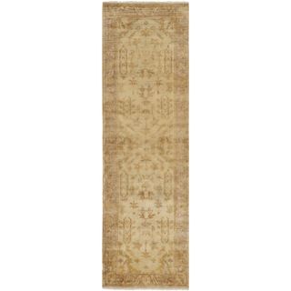 Safavieh Hand knotted Oushak Soft Green/ Rust Wool Rug (3 X 10)