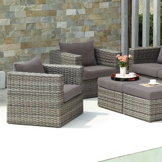 Upton Home Upton Home Brixton Outdoor Wicker Chair And Ottoman 4pc Set Grey Size 4 Piece Sets