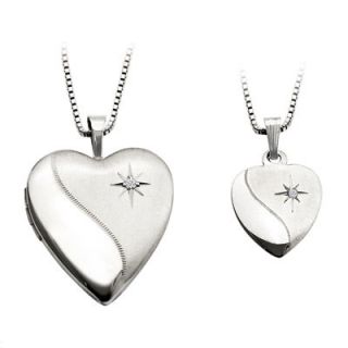 Diamond Accent Mother and Daughter Matching Polsihed and Satin Heart