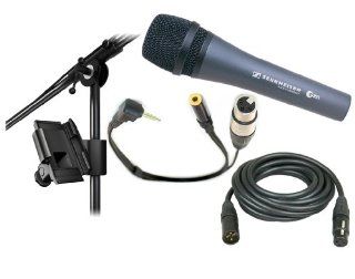 Sennheiser E825S   Cardioid Handheld Dynamic Vocal Microphone with Switch With XLR Jack to iPhone, iPad2, iPod Touch and Other Compatible Device for Professional Recording, with a 3.5mm Mini Jack for Headphones & IKLIP Mini   Universal microphone stand