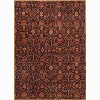 Hand made Arts And Craft Pattern Red/ Orange Wool Rug (9x12)