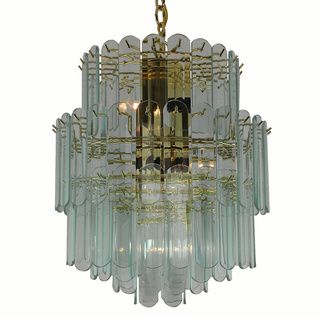 Contemporary Polished Brass Chandelier