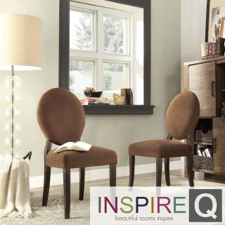 Inspire Q Paulina Chocolate Chenille Round Back Dining Chair (set Of 2)