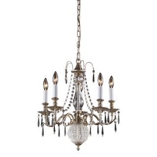 Hereford 5 light Crystal Aged Silver Chandelier