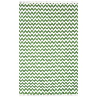 Handwoven Green Electro Wool Flat Weave Rug (4x6)