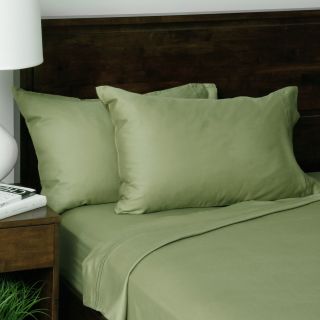 Elite Home Products 400 Thread Count Double Merrow Hem Cotton Rich Solid Sheet Set Or Pillowcase Separates Green Size Full