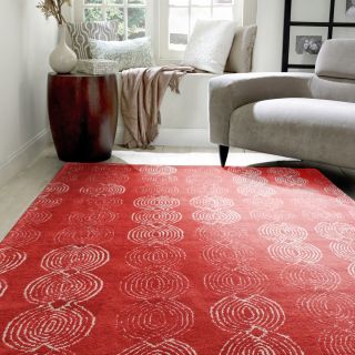 Nuloom Handmade Elegant Link Red Wool Rug (76 X 96)