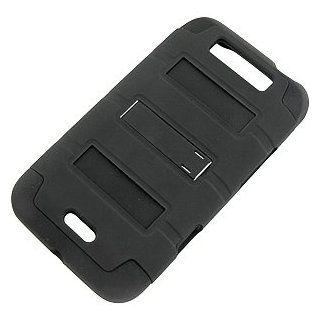 Dual Layer Cover Case w/ Stand for LG Connect 4G MS840, Black/Black Cell Phones & Accessories