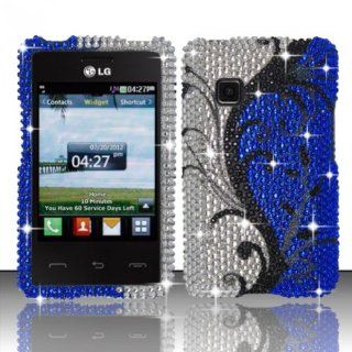 For LG 840g (StraightTalk/Net 10/Tracfone) Full Diamond Cover   Blue Vines FPD Cell Phones & Accessories