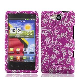 Bundle Accessory for Verizon LG Lucid 4G Vs840   Purple Flower Design Hard Case Proctor Cover + Lf Stylus Pen Cell Phones & Accessories