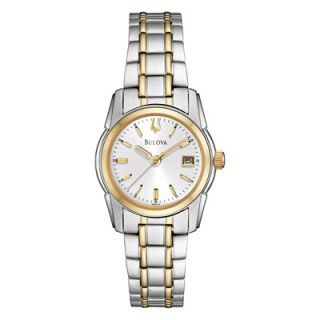 Ladies Bulova Two Tone Stainless Steel Watch with Silver Dial (Model