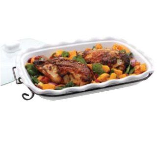 Anchor Hocking 11 X15 Rectangular Scalloped Baking Dish with Glass Lid and Venetian Bronze Rack 95861 Kitchen & Dining