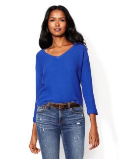 V Neck Cotton Cropped Sweater by Design History