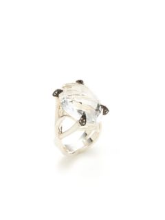 Rapture Diamond & Clear Quartz Marquise Ring by Stephen Webster