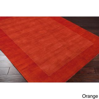 Surya Carpet, Inc Hand Loomed Odele Solid Bordered Tone on tone Wool Area Rug (8 X 11) Orange Size 8 x 11