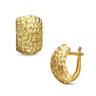 Diamond Cut Textured Hoop Earrings in 14K Gold   Zales